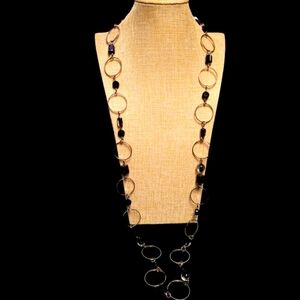 Lia Sophia Black & Blue Beads Clear Sparkle Beads Long Necklace